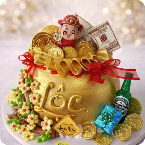 MẪU BÁNH KEM THẦN TÀI MAY MẮN